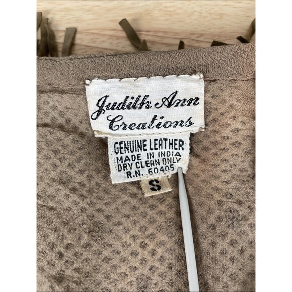 Judith Ann Creations Leather Brown Fringe Sweater Sz S Western Rodeo  Southwest - Picture 8 of 11